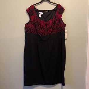 London Times woman | Black & Chili Red Cocktail Dress | NWT | 24W